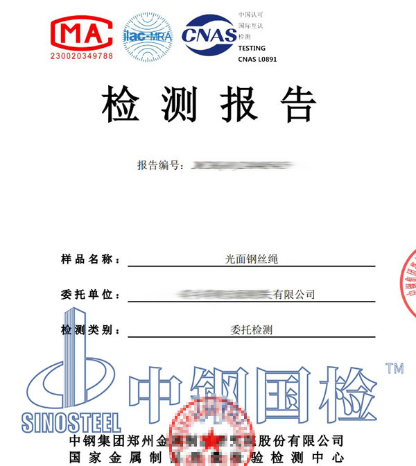 钢丝绳复检报告
