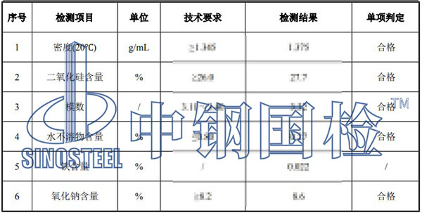 水玻璃检测项目结果