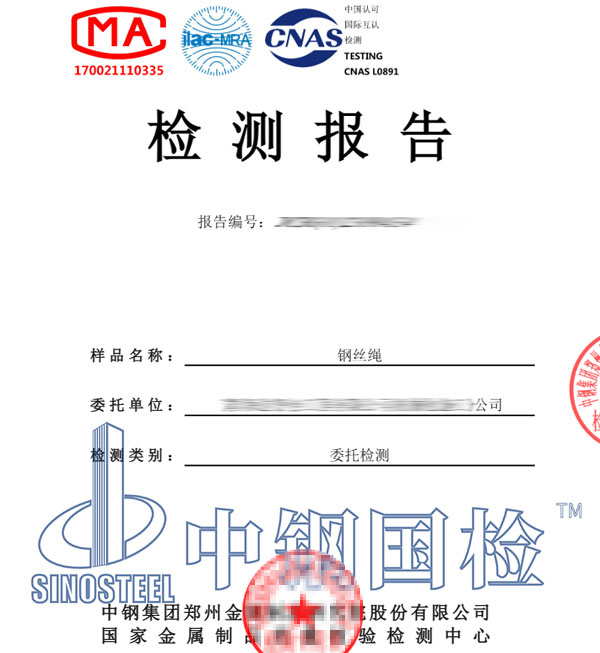 钢丝绳试验报告