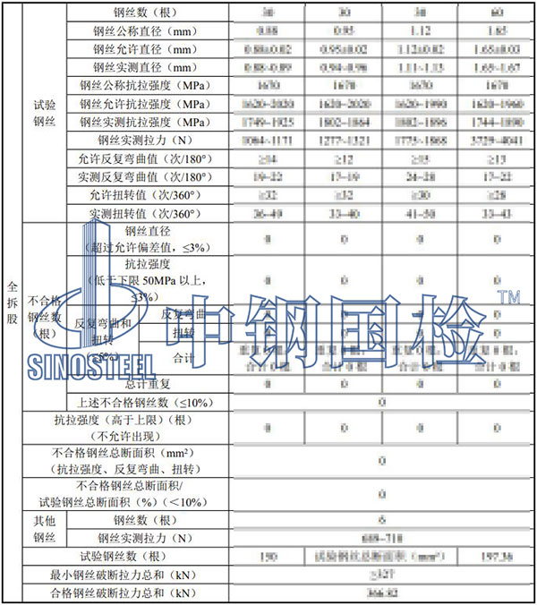 钢丝绳检测项目结果