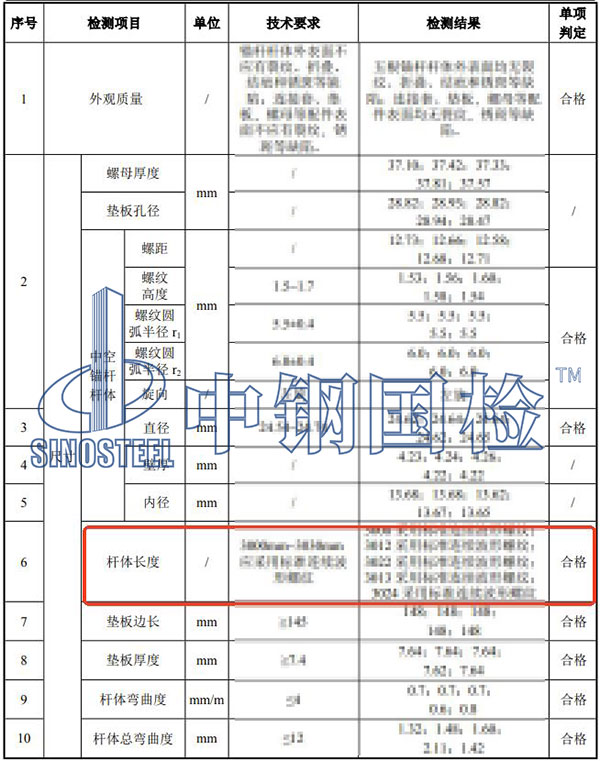 锚杆长度检测项目结果