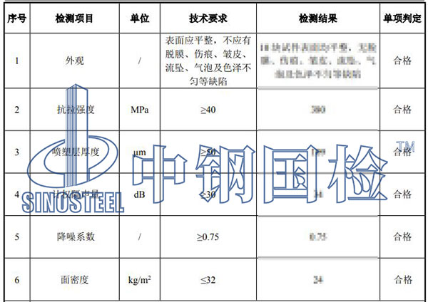 吸声板检测结果